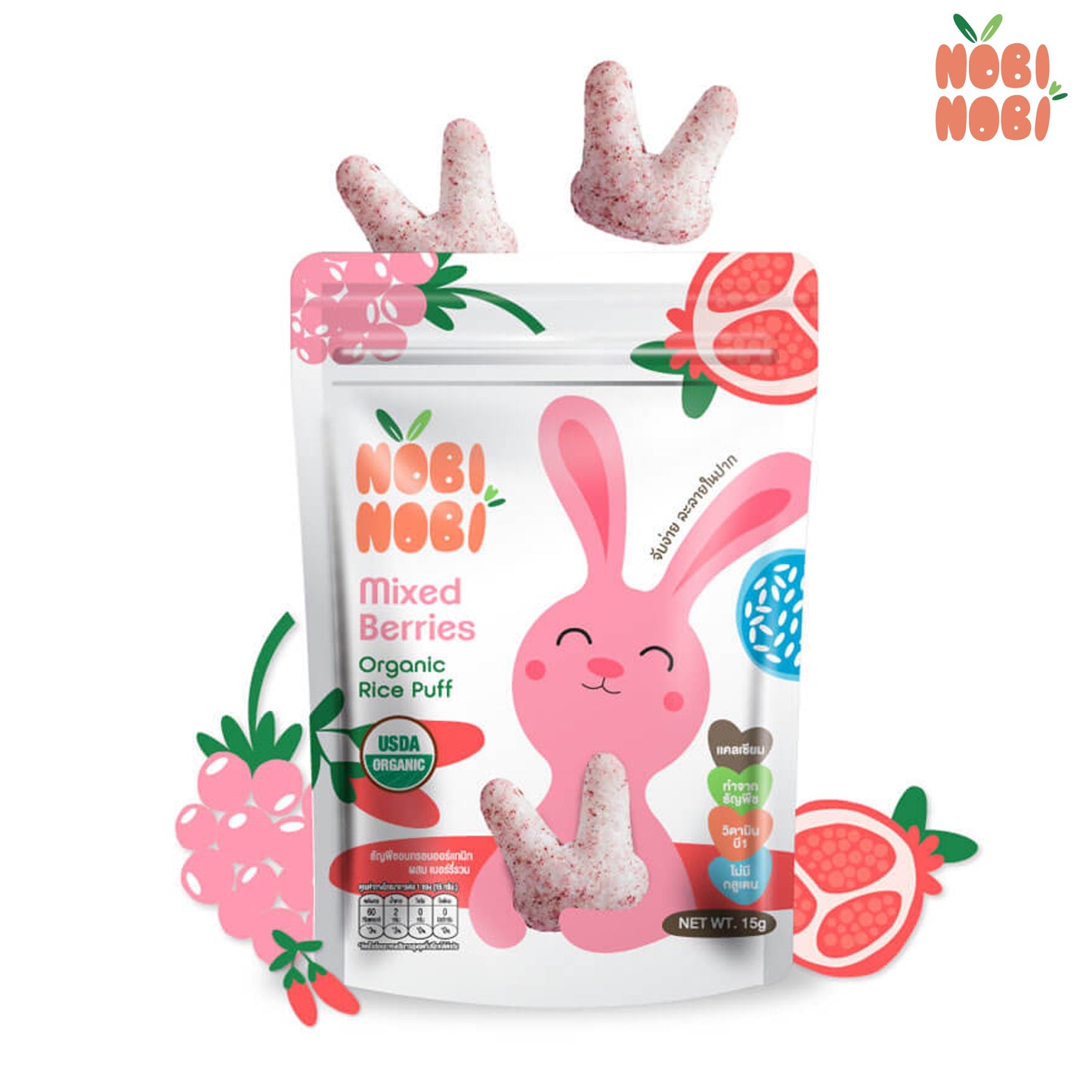 Nobi Nobi Organic Rice Puff - Mixed Berries