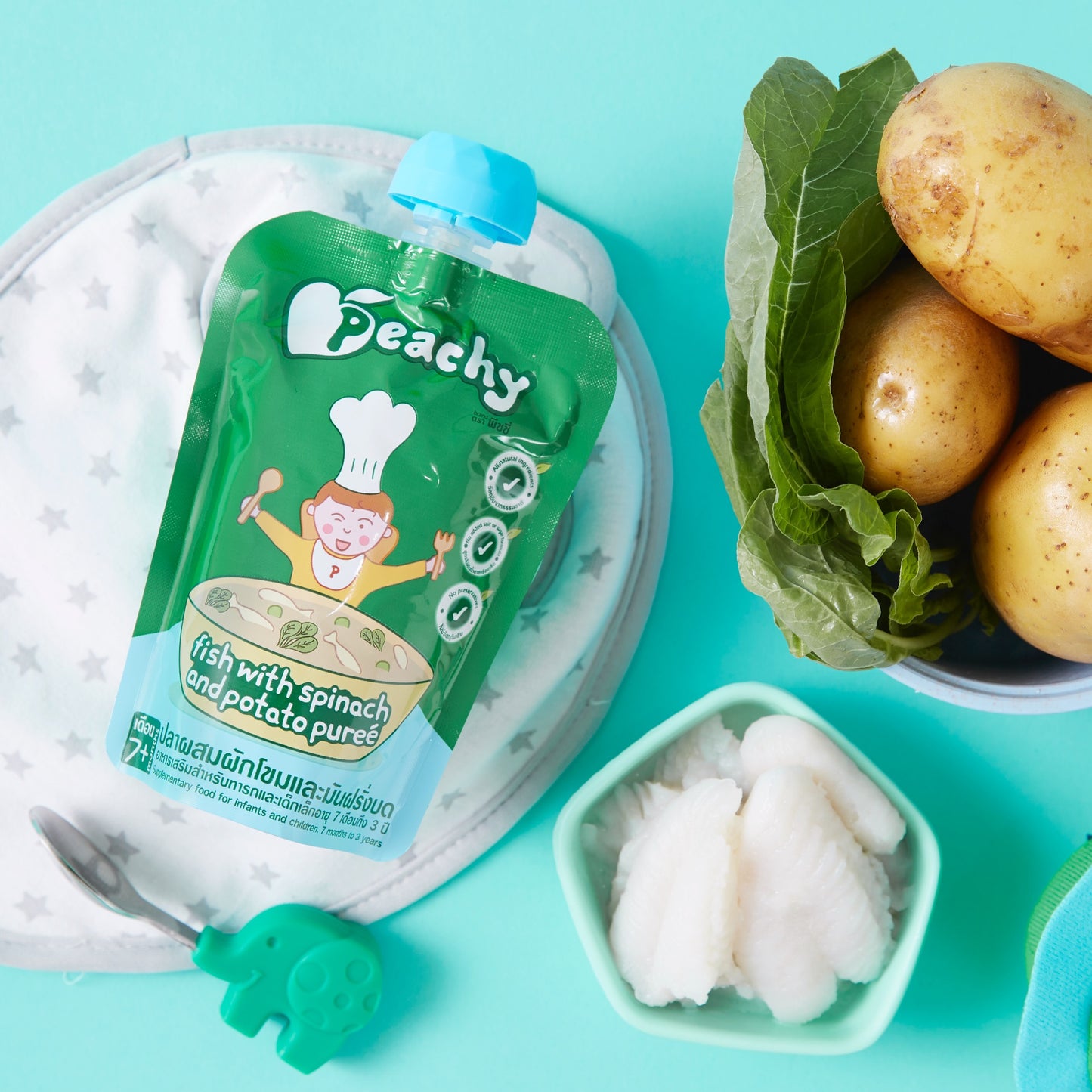 Peachy - Fish with Spinach and Potato Purée