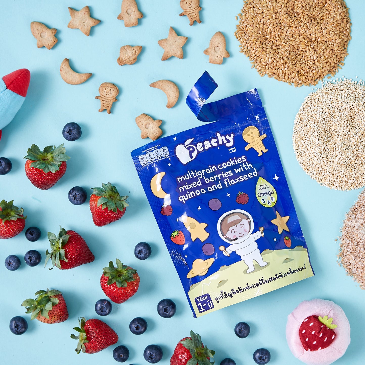 Peachy Multigrain Cookies - Mixed Berries with Quinoa and Flaxseed