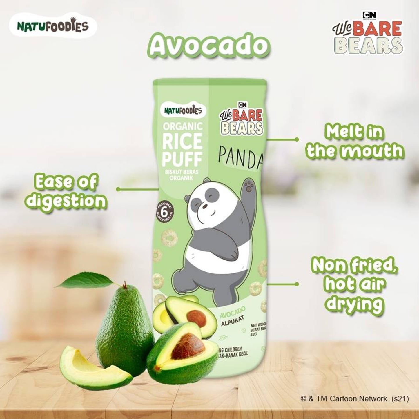 Natufoodies Organic Rice Puffs - Avocado