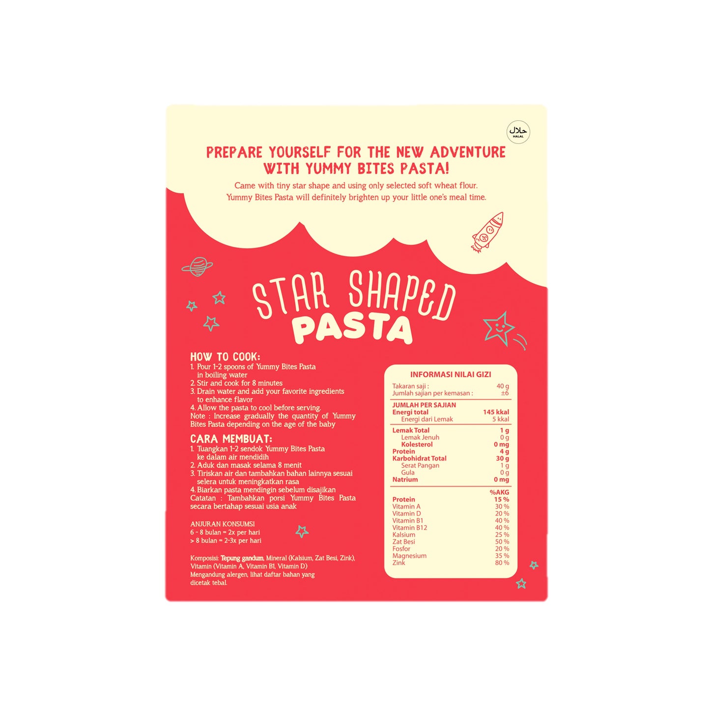 Yummy Bites Star Shaped Pasta (250g) (7m+)