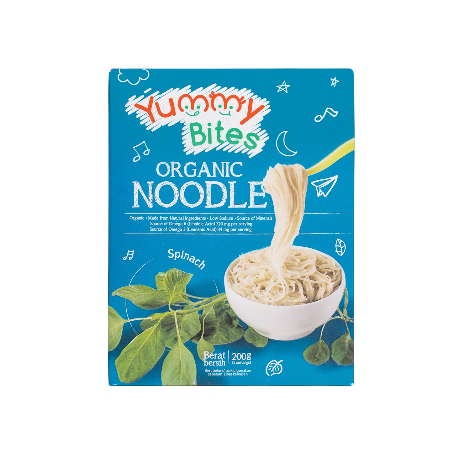Yummy Bites Organic Noodles (200g) - Spinach (7m+)