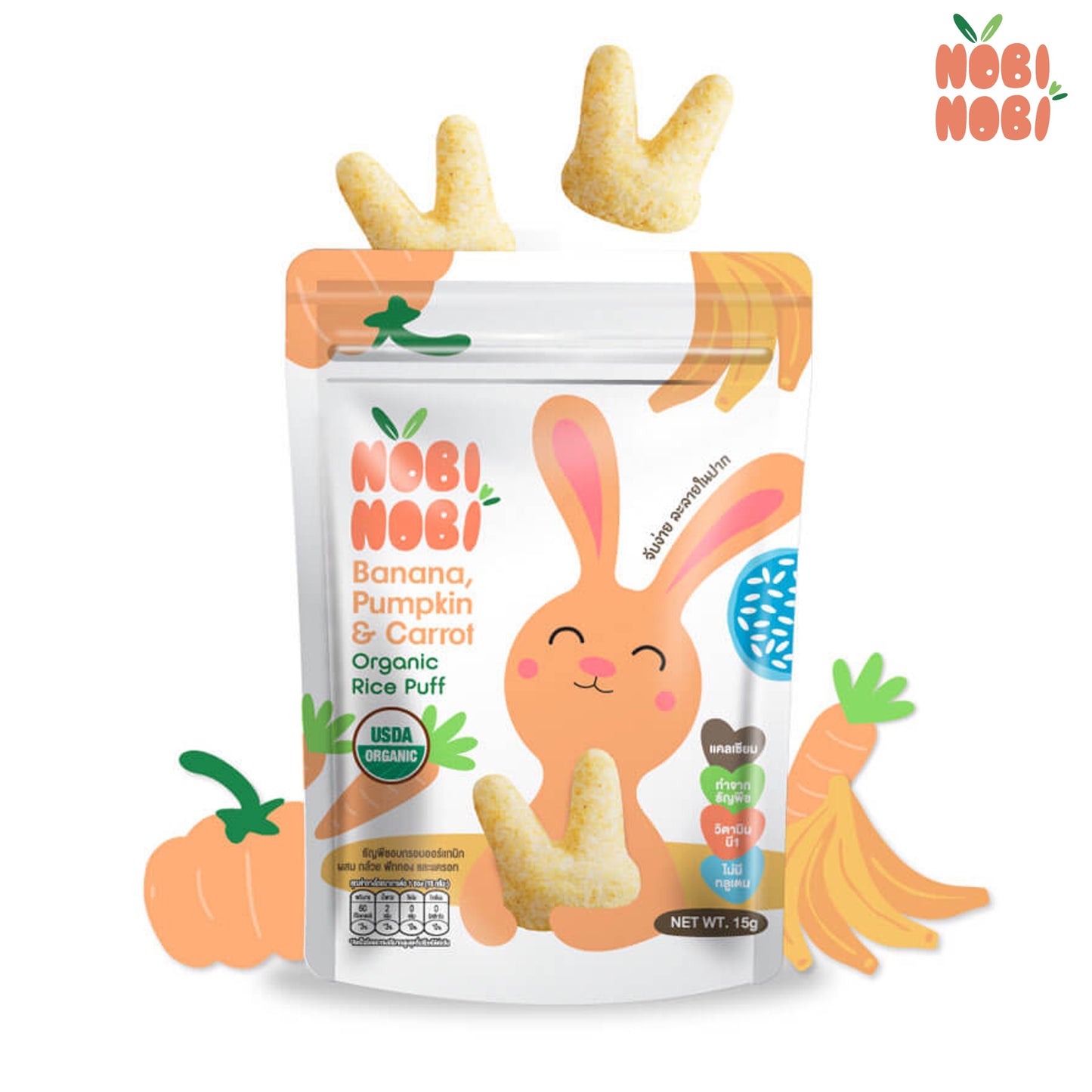 Nobi Nobi Organic Rice Puff - Banana, Pumpkin & Carrot