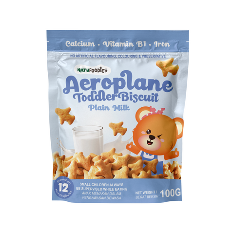 Natufoodies Aeroplane Toddler Biscuit - Plain Milk (100g)