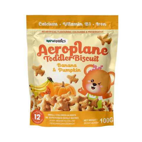 Natufoodies Aeroplane Toddler Biscuit - Banana Pumpkin (100g)