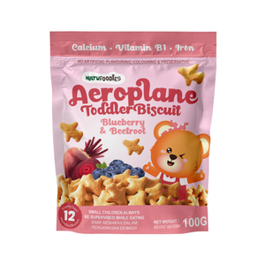 Natufoodies Aeroplane Toddler Biscuit - Blueberry Beetroot (100g)