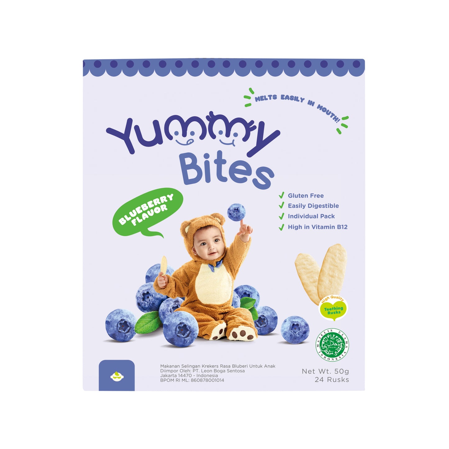 Yummy Bites Rice Cracker (50g) - Blueberry (6m+)