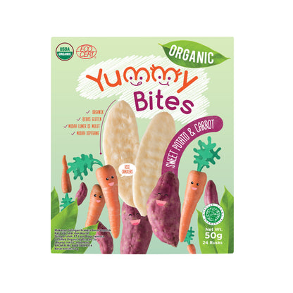 Yummy Bites Organic Rice Cracker (50g) - Sweet Potato & Carrot (6m+)