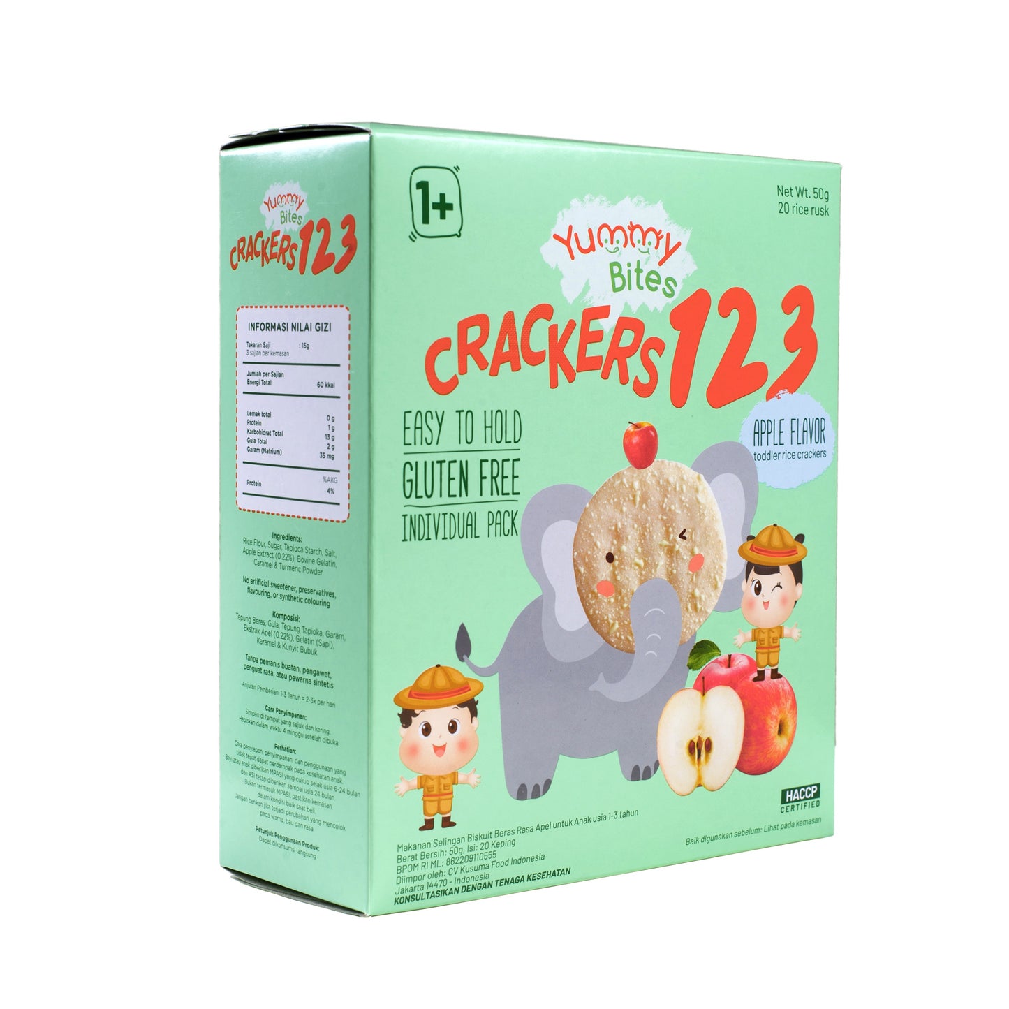 Yummy Bites Rice Cracker 123 (50g) - Apple (1yr+)