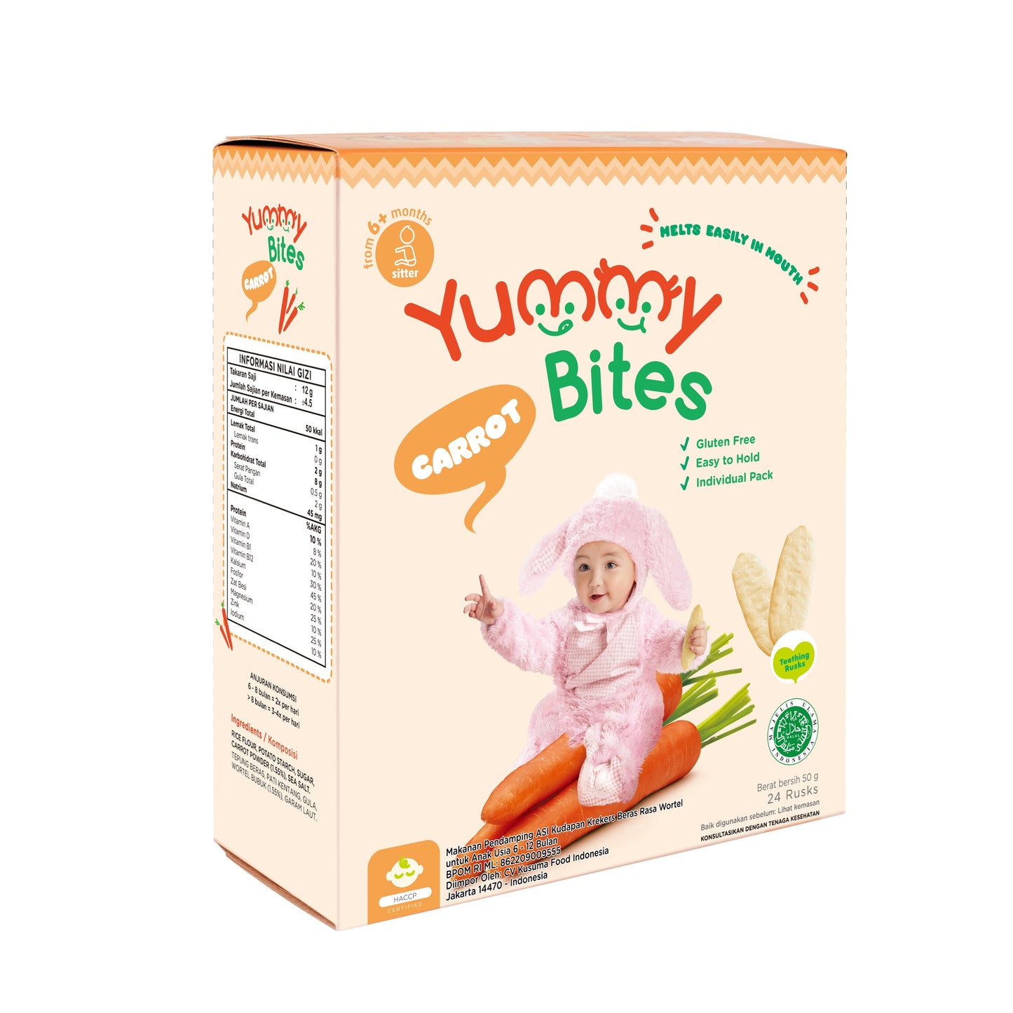 Yummy Bites Rice Cracker (50g) - Carrot (6m+)