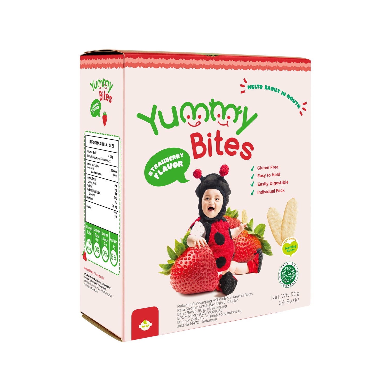 Yummy Bites Rice Cracker (50g) - Strawberry (6m+)