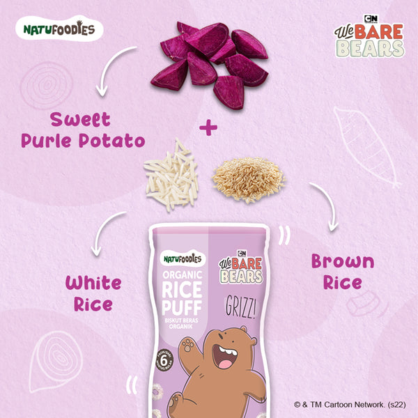 Natufoodies Organic Rice Puffs - Purple Sweet Potato