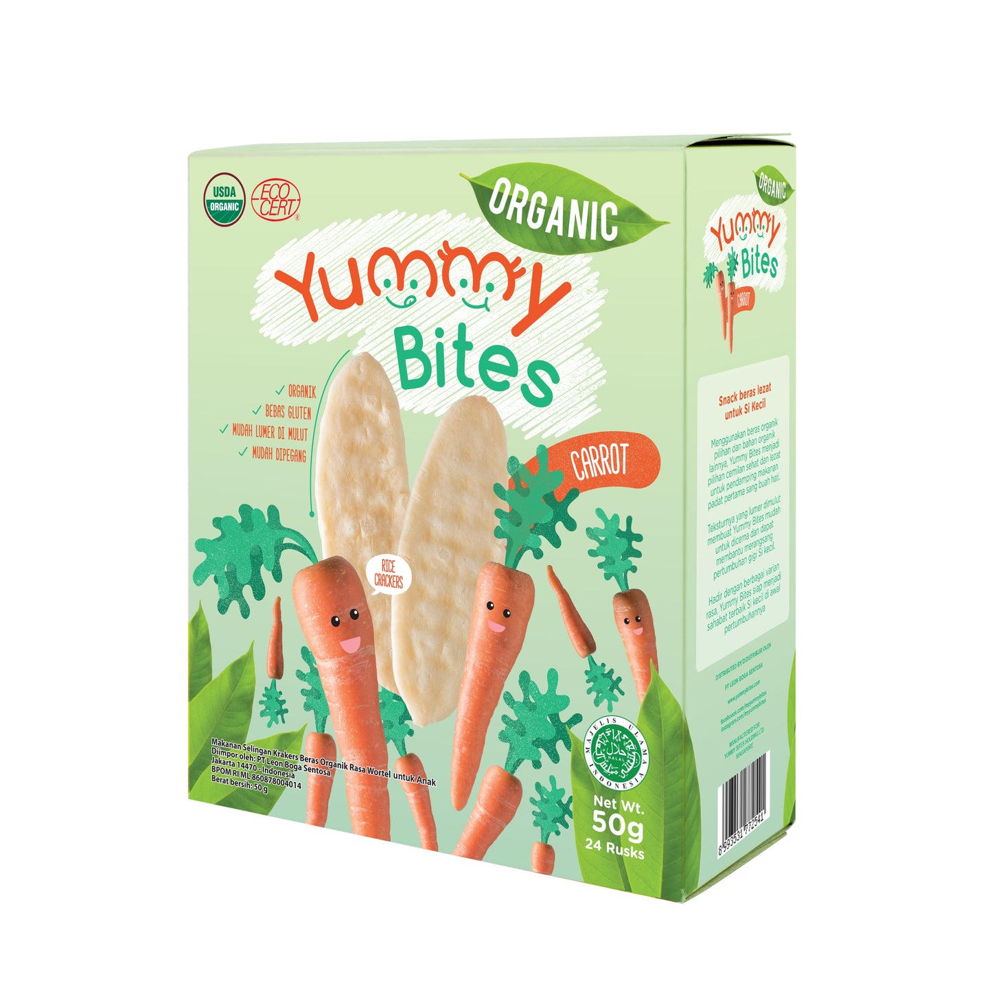 Yummy Bites Organic Rice Cracker (50g) - Carrot (6m+)