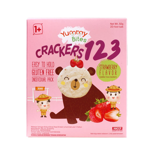 Yummy Bites Rice Cracker 123 (50g) - Strawberry (1yr+)