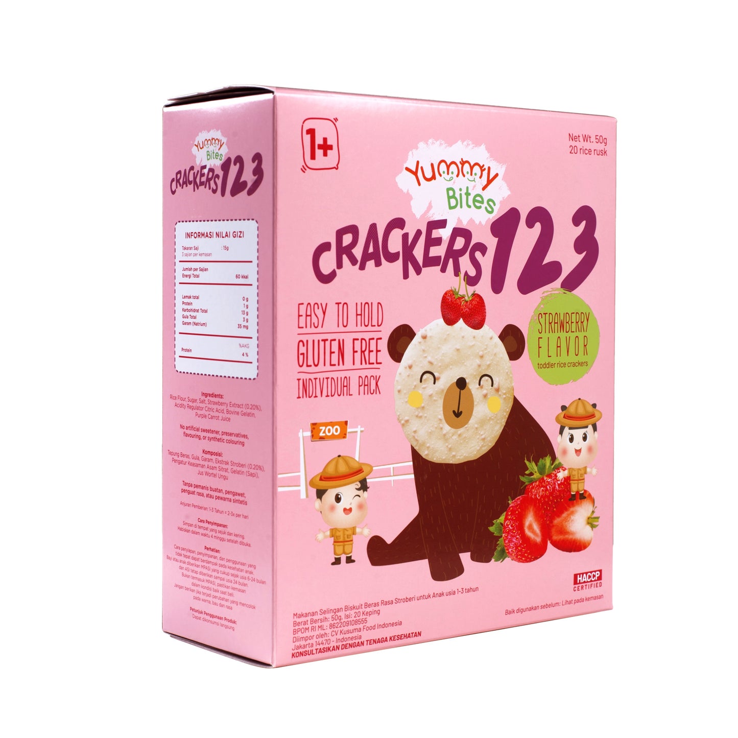 Yummy Bites Rice Cracker 123 (50g) - Strawberry (1yr+)